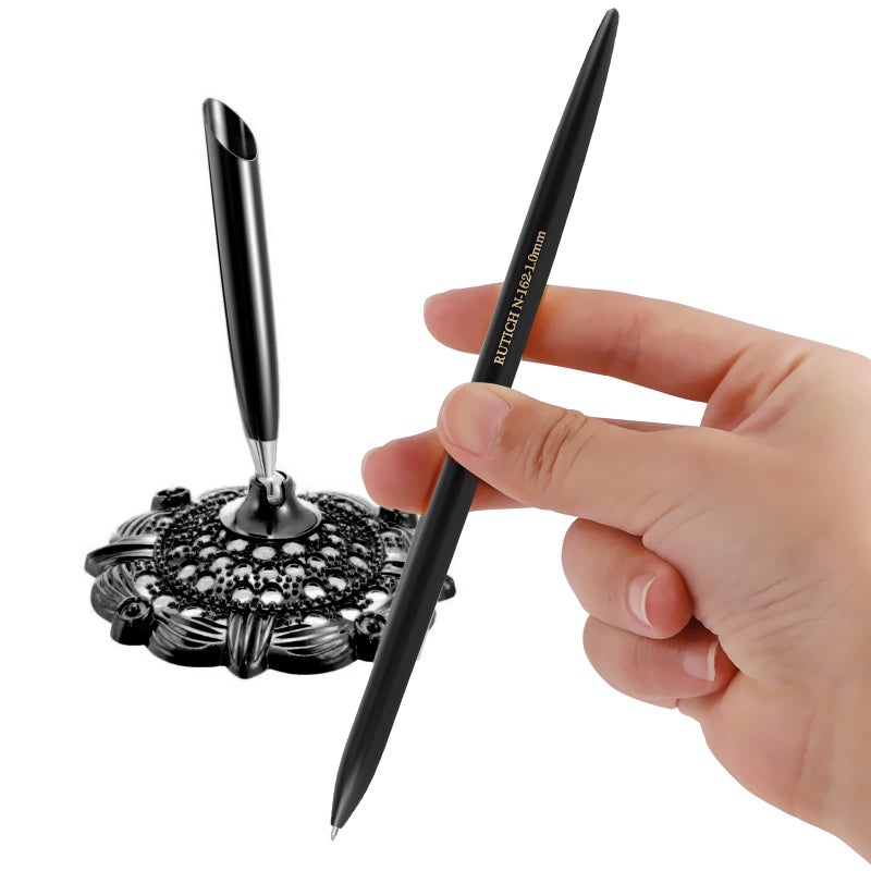 RUTICH Hollow Round Pen Holder Signing Pen Set for Wedding Bridal Opening Ceremony Graduation Offic  Black - Image 3